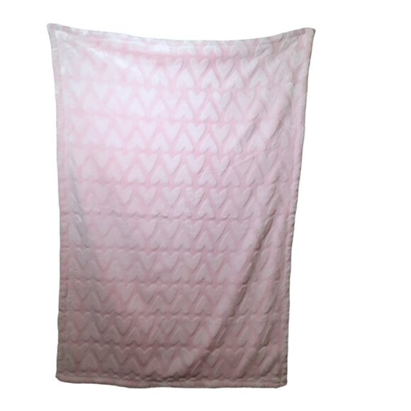 Nuby Embossed Heart Pink Soft Baby Security Lovey Blanket 40" X 30" - Picture 3 of 5